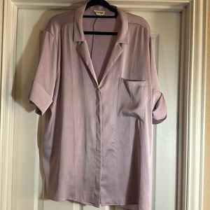 Nordstrom Open End Lavender Satin Blouse XL